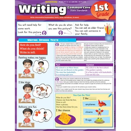 Barcharts BarCharts 9781423224419 Writing Common Core 1St Grade Quickstudy Easel 9781423224419